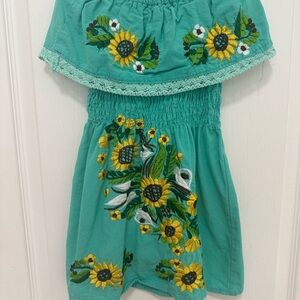 Embroidered Mexican Sunflower Dress